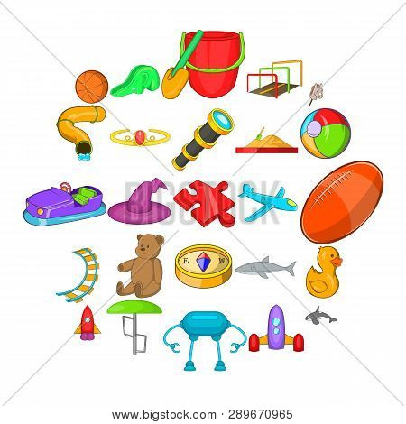 Plaything Icons Set. Cartoon Set Of 25 Plaything Icons For Web Isolated On White Background
