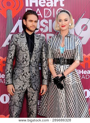 Zedd and Katy Perry at the 2019 iHeartRadio Music Awards held at the Microsoft Theater in Los Angeles, USA on March 14, 2019.