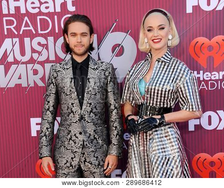 Zedd and Katy Perry at the 2019 iHeartRadio Music Awards held at the Microsoft Theater in Los Angeles, USA on March 14, 2019.