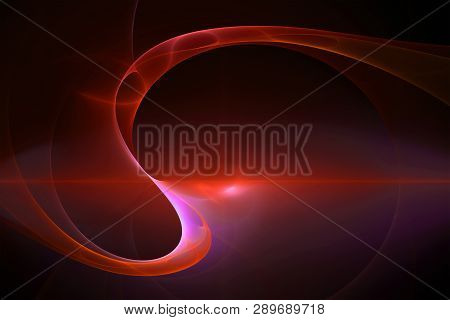 Abstract Red Background, Sinuous Psychedelic 3d Virtual Image, Weird Light Glow In The Dark