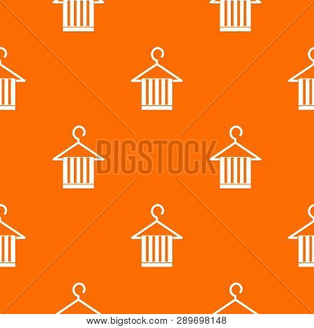 Scarf On A Coat Hanger Pattern Repeat Seamless In Orange Color For Any Design. Geometric Illustratio