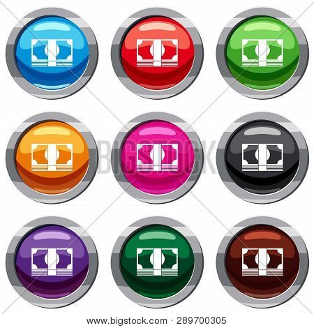 Swiss Franc Banknote Set Icon Isolated On White. 9 Icon Collection Illustration