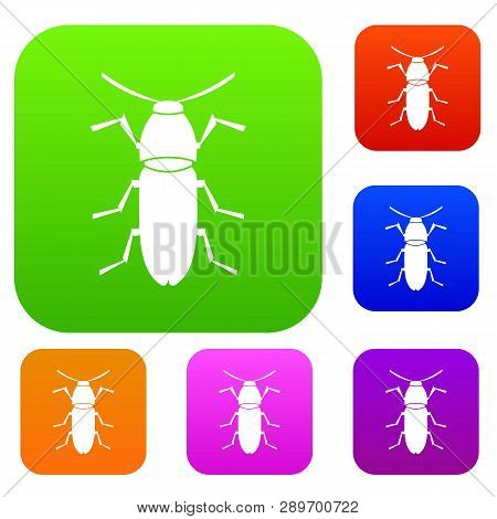 Cereal Leaf Beetle Set Icon In Different Colors Isolated Illustration. Premium Collection