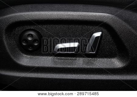 Novosibirsk, Russia - March 15, 2019:  Audi Q5,close-up Of Seat Adjustment Buttons. Photography Of A