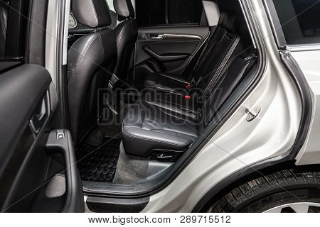 Novosibirsk, Russia - March 15, 2019:  Audi Q5,close-up Of The Rear Seats. Photography Of A Modern C