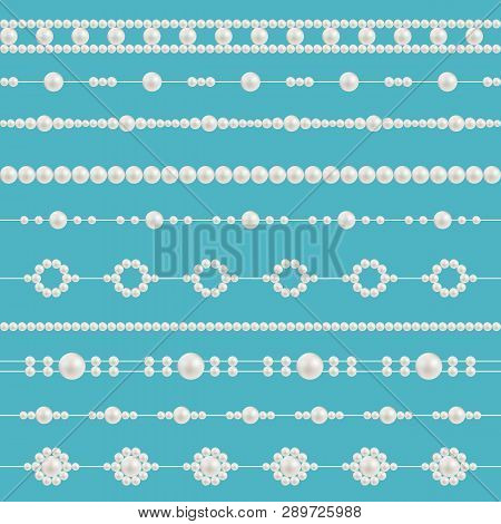 Creative Vector Illustration Of Pearl Glamour Beads. Art Design Borders Necklace Patterns. Abstract 