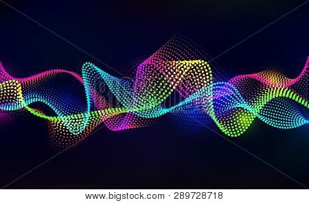Sound Wave Background. Abstract Audio Equalizer, Digital Voice Technology, Music Waveform Signal. Ve