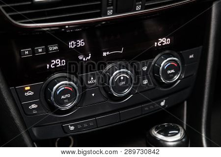 Novosibirsk, Russia - March 15, 2019:  Mazda 6,close-up Of The Dashboard, Adjustment Of The Blower, 
