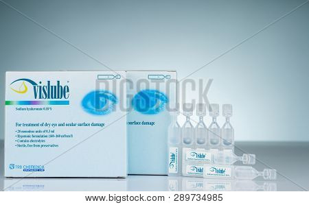 Chonburi, Thailand-october 17, 2018 : Vislube. Sodium Hyaluronate 0.18% For Treatment Dry Eye And Oc