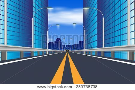 Landscape Of Expressway In The City With High Building Background