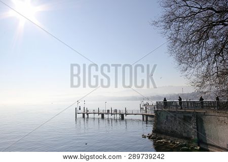 Winter Morning At The Zurich Lake, Switzerland