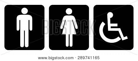 Washroom And Rest Room Symbol.men Washroom Symbol And Women Washroom Symbol.restroom Symbol In Black