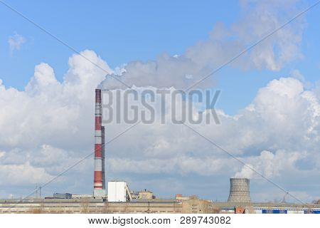 Production Fizzers Produce Clouds Of Smoke Against A Blue Sky With Clouds