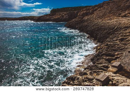 Beautiful Sea Shore In Cyprus. A View Of A Sea Shore In Kavo Greko Nenar Aiya Napa, Cyprus