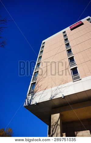Poznan, Poland - October 31, 2018: High Mercure Hotel Building In The City Center.