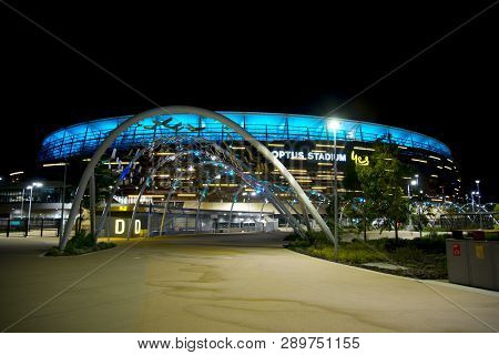 Perth, Australia - March 3, 2019: The Optus Stadium In Perth Opened In January 2018 With A Capacity 
