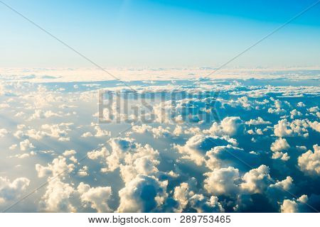 Beautiful Airview With Blue Sky, White Clouds And Sunrays
