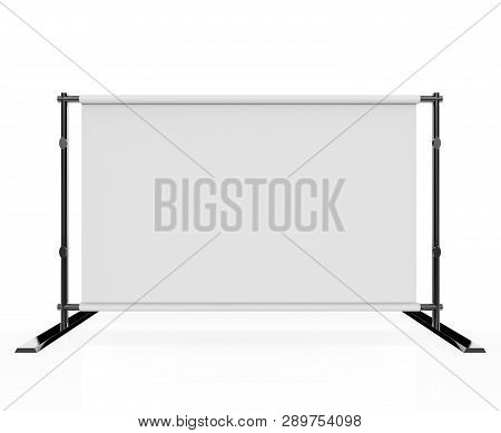 Backdrop Stand For Banners Isolated On White Background . 3d Illustration