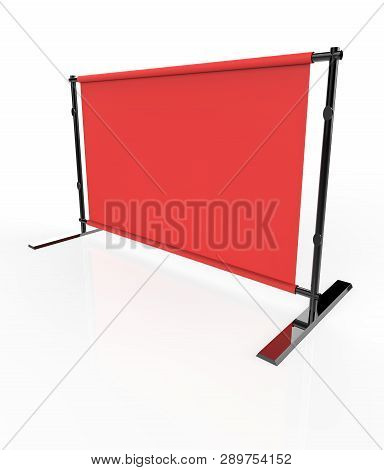 Backdrop Stand For Banners Isolated On White Background . 3d Illustration