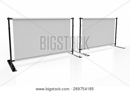 Backdrop Stand For Banners Isolated On White Background . 3d Illustration