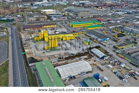 Koszalin, Poland - 12 March 2019 - Aerial View On City Koszalin, Area Of Syrenki Street With Paving 