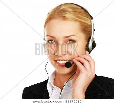 Mooie zakenvrouw met headset. Callcenter