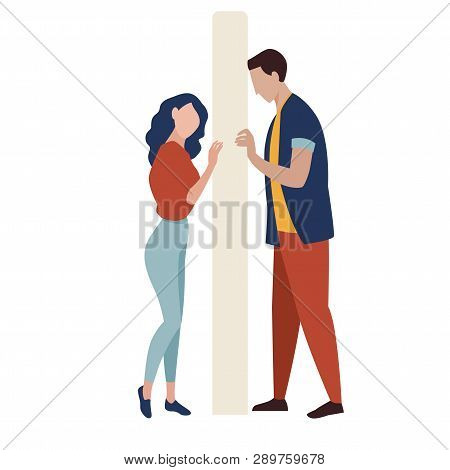 Misunderstanding Vector Illustration. Problems In Relationships. Wall Between Couple.