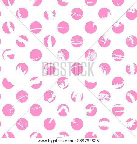 Seamless Pattern With Grunge Pink Polka Dots.
