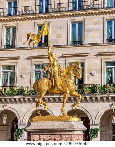 Paris, France - March 11 2019: Statue Of Joan Of Arc, Jeanne Darc In French, On Place Des Pyramides 