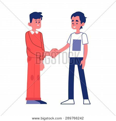 Vector Two Young Man Shaking Hands With Smile
