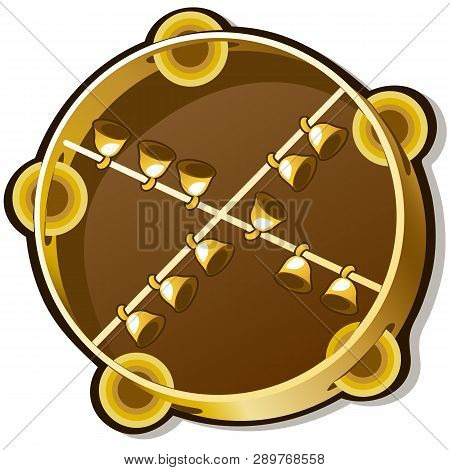 Mummers Tambourine Isolated On White Background. Vector Cartoon Close-up Illustration.