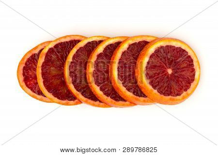 Bloody Orange On A White Background. Red Orange Cut Into Slices On A White Background.