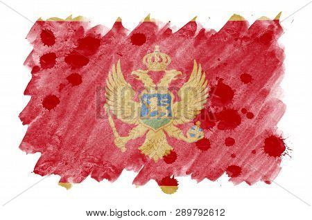 Montenegro Flag  Is Depicted In Liquid Watercolor Style Isolated On White Background