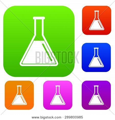 Test Tube With Oil Set Icon In Different Colors Isolated Illustration. Premium Collection