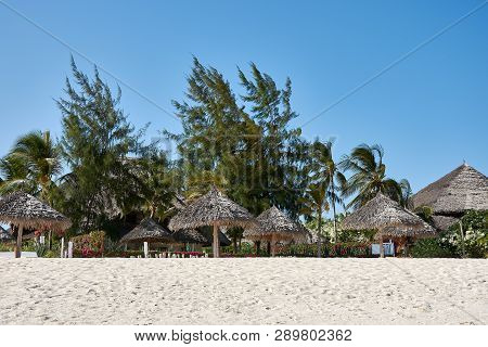 Holidays In Kenya. Coastline With Beach On Sea Shore In Watamu Area In Africa.