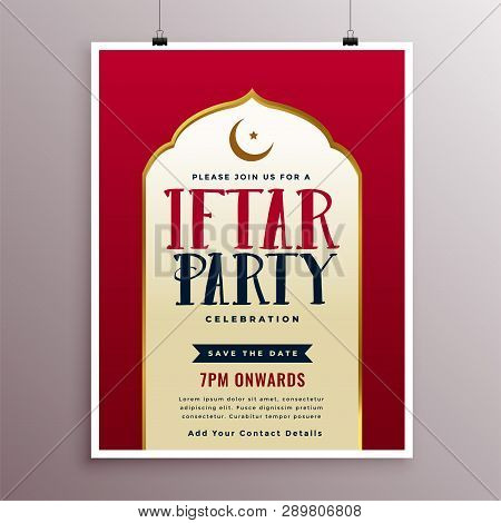 Stylish Iftar Celebration Party Template Vector Illustration