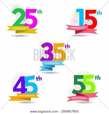 Set Of Anniversary Numbers Design 25 15 Vector Image