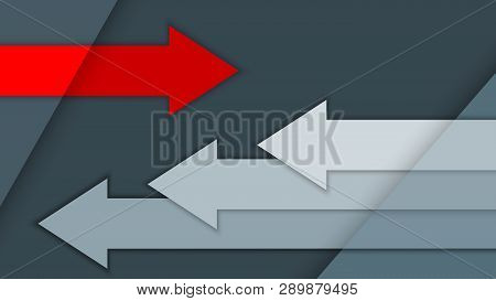 Vector Illustration With Multi-level Surfaces, Arrows On A Gray Background, Motion Concept