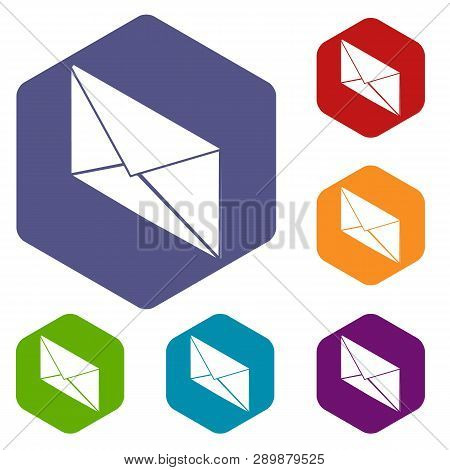 Postal Letter Icons Vector Colorful Hexahedron Set Collection Isolated On White