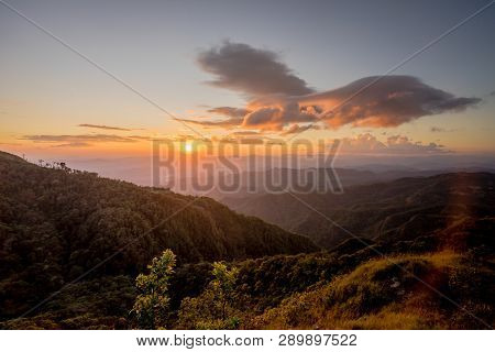 Sunset Behind The Mountain At Doi Thule, Tak, Thailand