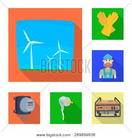 Isolated Object Of Electricity And Electric Sign. Set Of Electricity And Energy Stock Vector Illustr