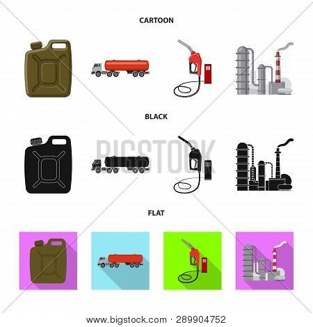 Vector Design Of Oil And Gas Icon. Collection Of Oil And Petrol Stock Vector Illustration.
