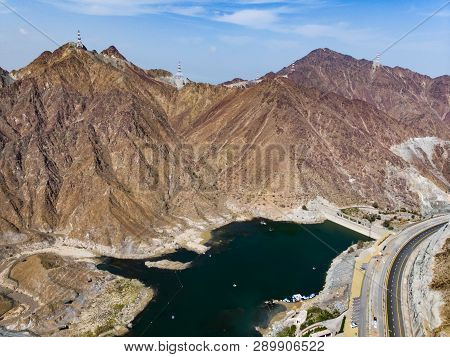 Al Rafisah Dam In Khor Fakkan In The United Arab Emirates Aerial View