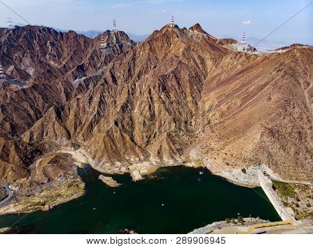 Al Rafisah Dam In Khor Fakkan In The United Arab Emirates Aerial View