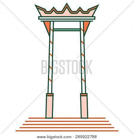 Giant Swing Brahmin Vector Illustration In Line Color Design