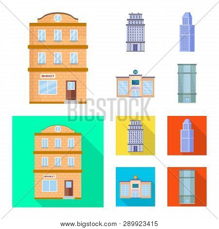 Vector Illustration Of Municipal And Center Sign. Set Of Municipal And Estate   Stock Vector Illustr