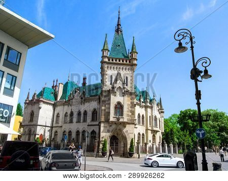 Kosice, Slovak Republic - May 2, 2018: View Of The Jakab´s Palace From The Side Of Mlynska Street In