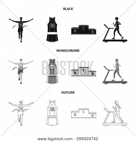 Vector Design Of Sport  And Winner Symbol. Set Of Sport  And Fitness  Vector Icon For Stock.