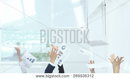 Close Up.exultant Business Team .photo With Copy Space