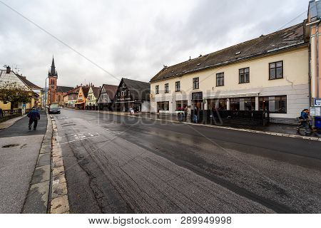 Vrchlabi, Czech Republic - October 25, 2018: The Streets Of The Provincial Town. The Town Located In